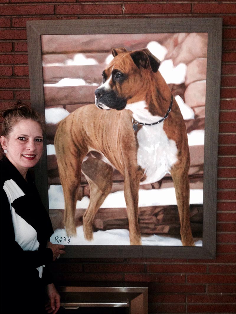 an oil painting of a boxer dog 