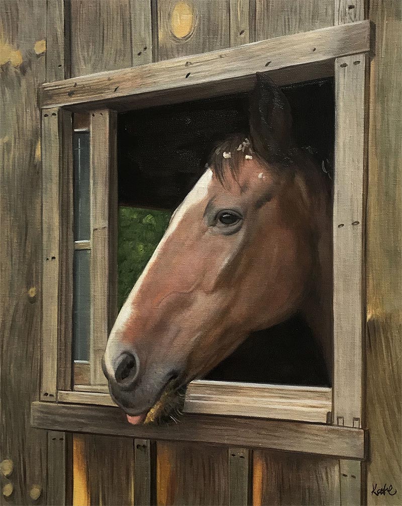 an oil painting of a horse