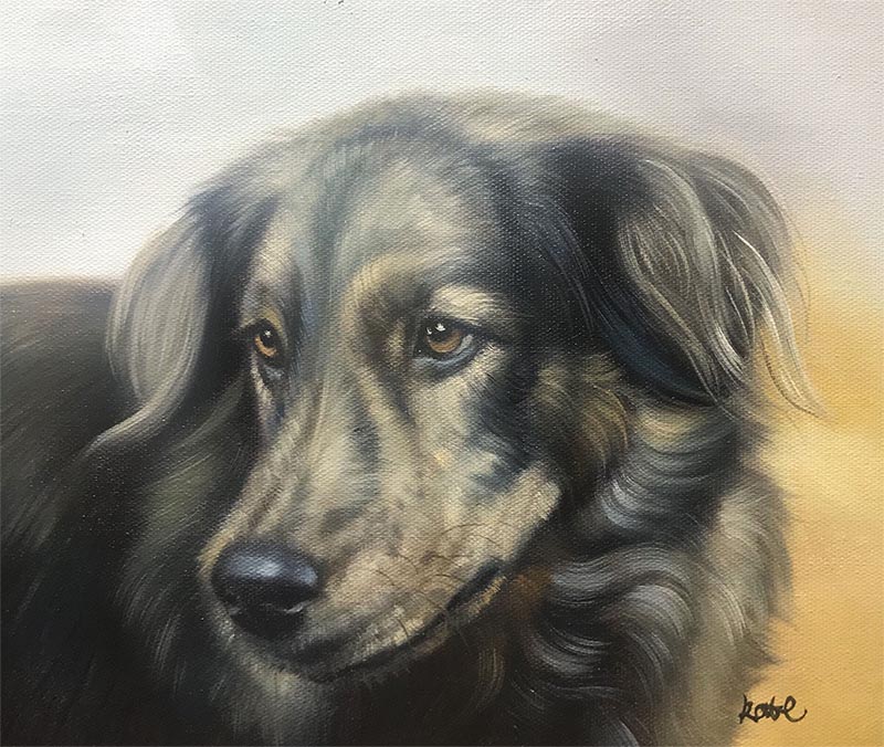 an oil painting of a dog majestic 