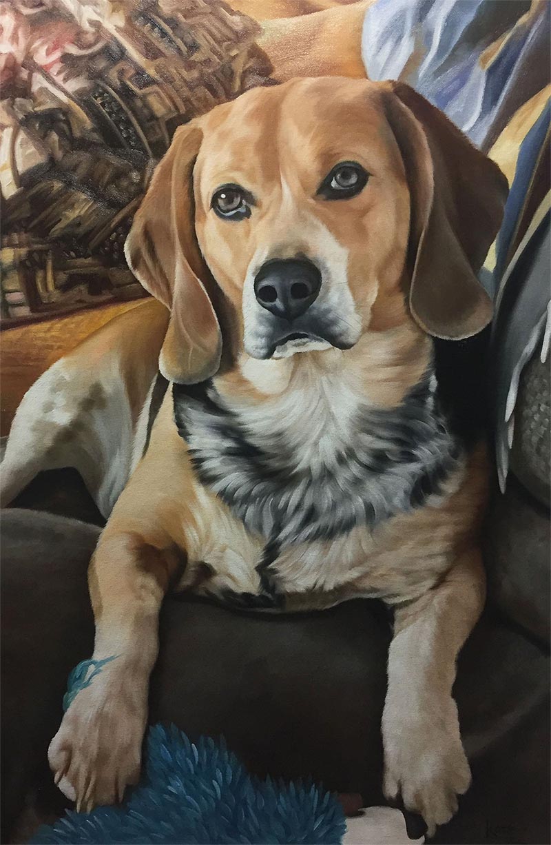 an oil painting of a beagle 