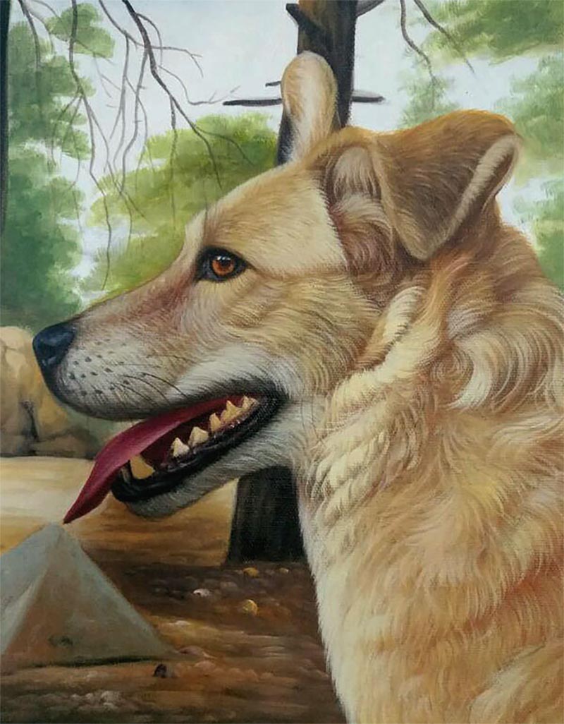 paint your pet - an oil painting of a light brown dog