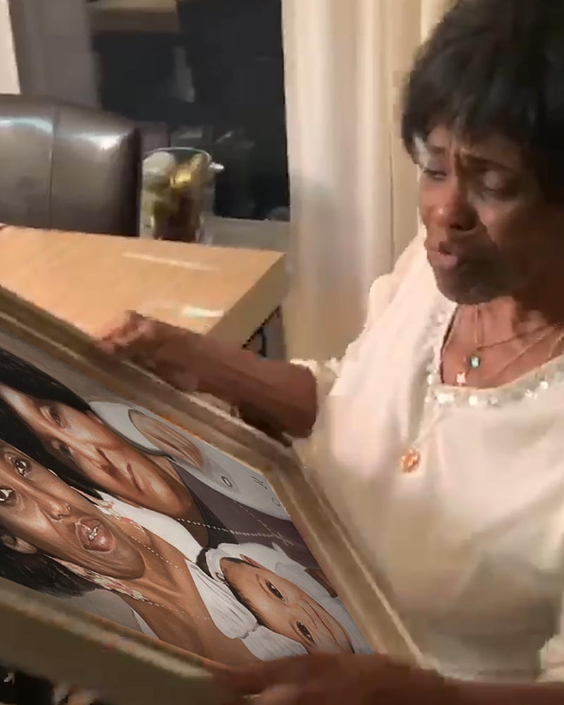 Custom handmade acrylic painting of a family