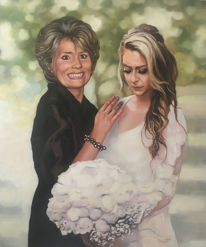Painting of a bride and her mother.