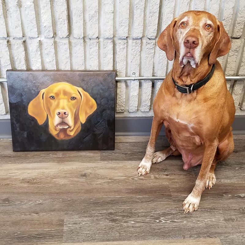 an oil painting of a dog 