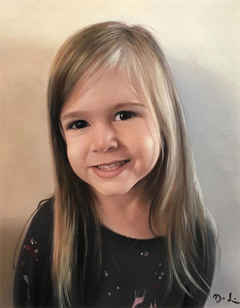 an oil painting of a little girl 