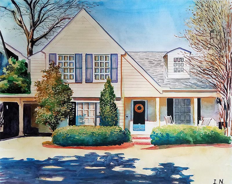 a watercolor painting of a house turn photo into art canvas