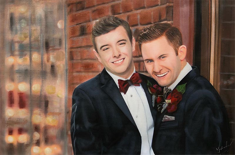 wedding painting gay couple turn your photo into art