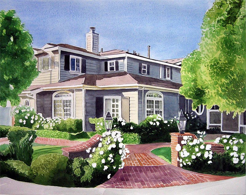a watercolor painting of a house turn your photo into art canvas