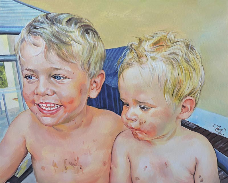 two boys painted in pastel