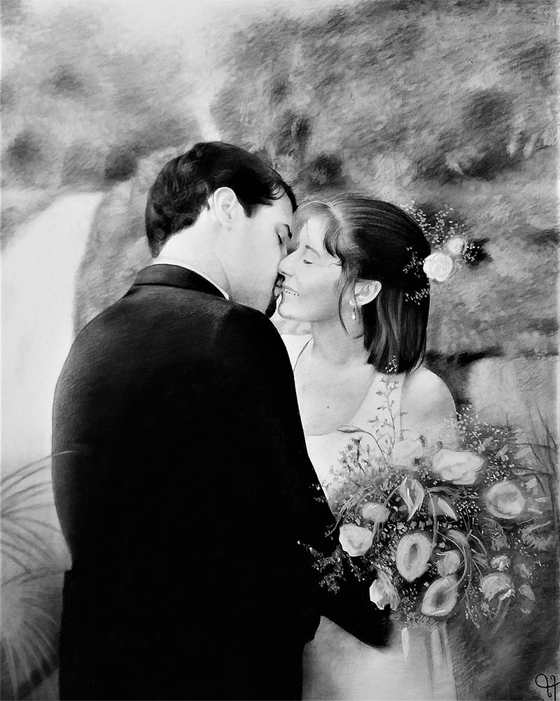 wedding charcoal portrait