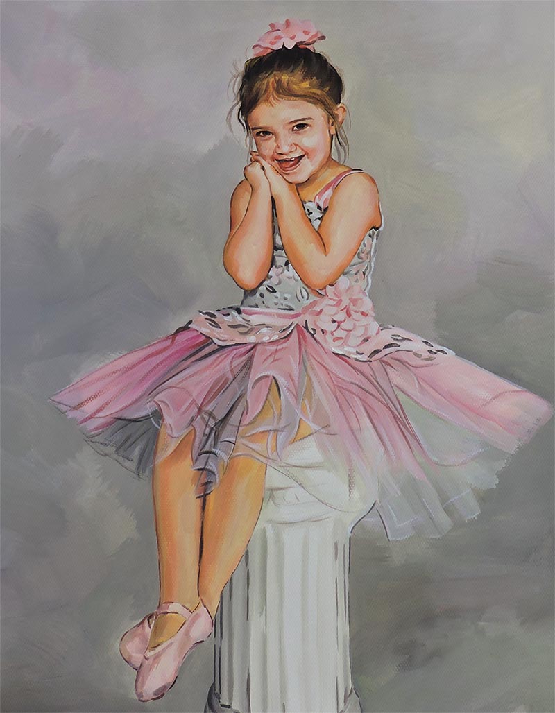 pastel portrait of a little ballerina