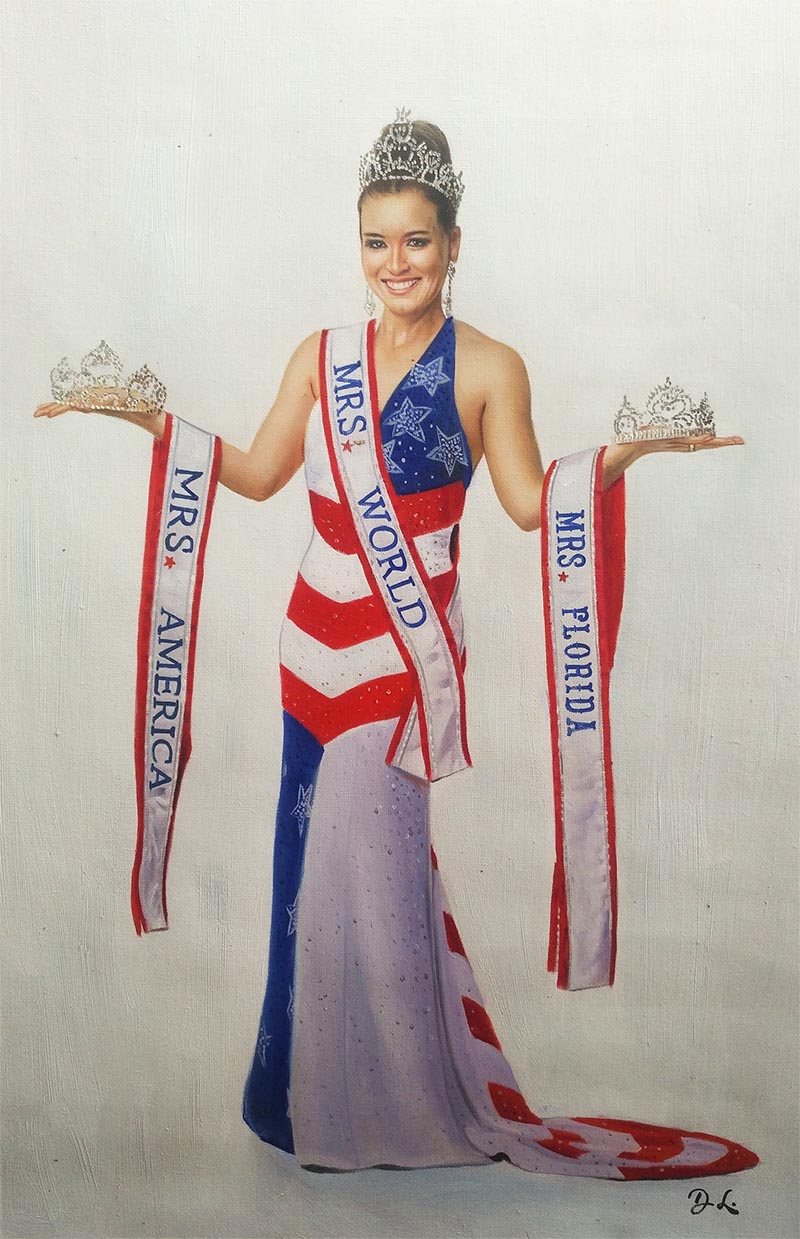 a custom oil painting of miss florida america world