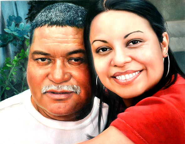 a custom oil paintng of father and daughter