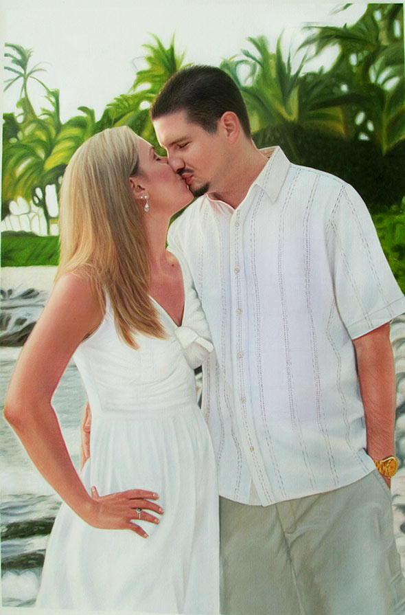 pictures to art happy white couple kissing outdoors
