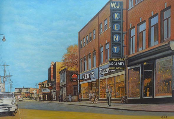 Custom oil handmade painting of a vintage street