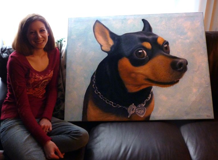 dog portrait in oil