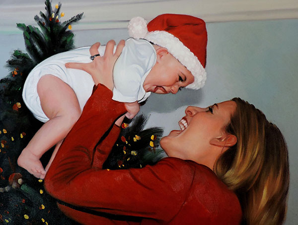 cute baby and mum at christmas