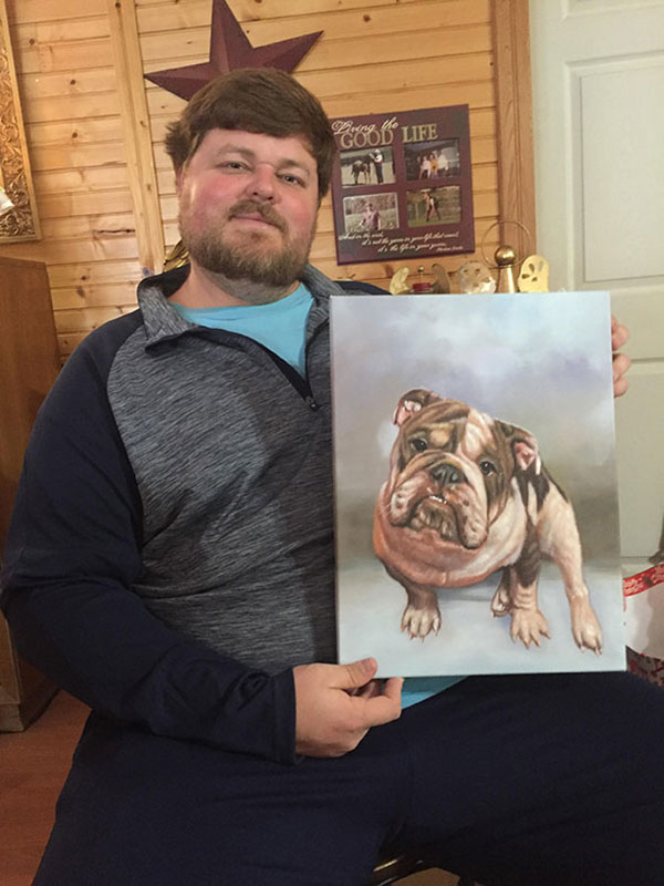dog portrait in oil