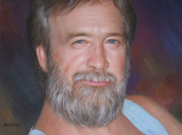 a custom oil portrait of a man with grey beard