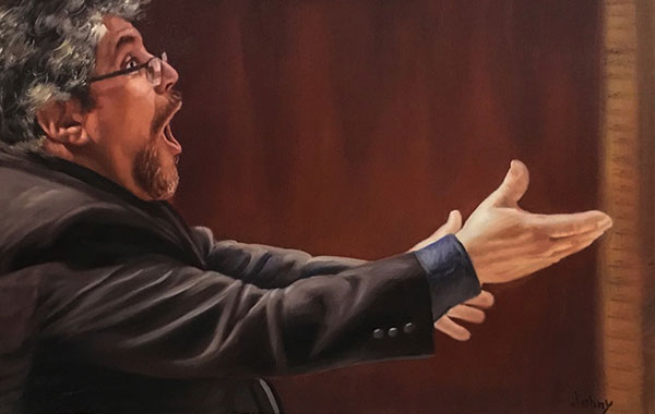 a custom oil portrait of a maestro
