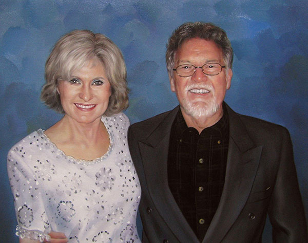 custom picture to oil painting of happy elder white couple