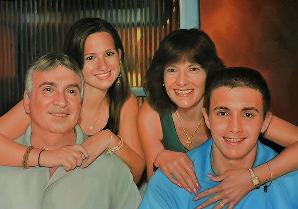 Familienfoto handgemalt in Öl
