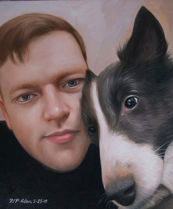 cane e ragazzo ad olio ricordo dipinto da foto