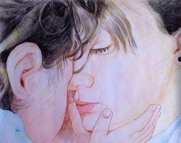 custom colored pencil portrait of mother and child