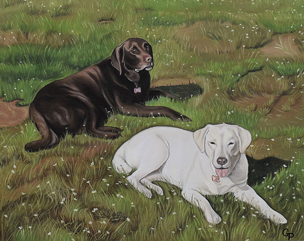 les chiens en tableau de peinture