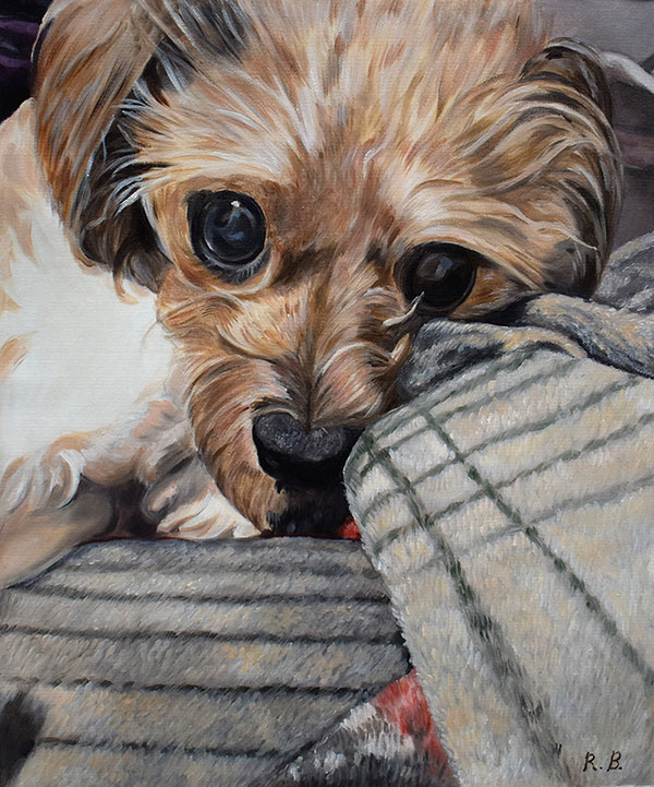 Custom handmade oil artwork of a dog