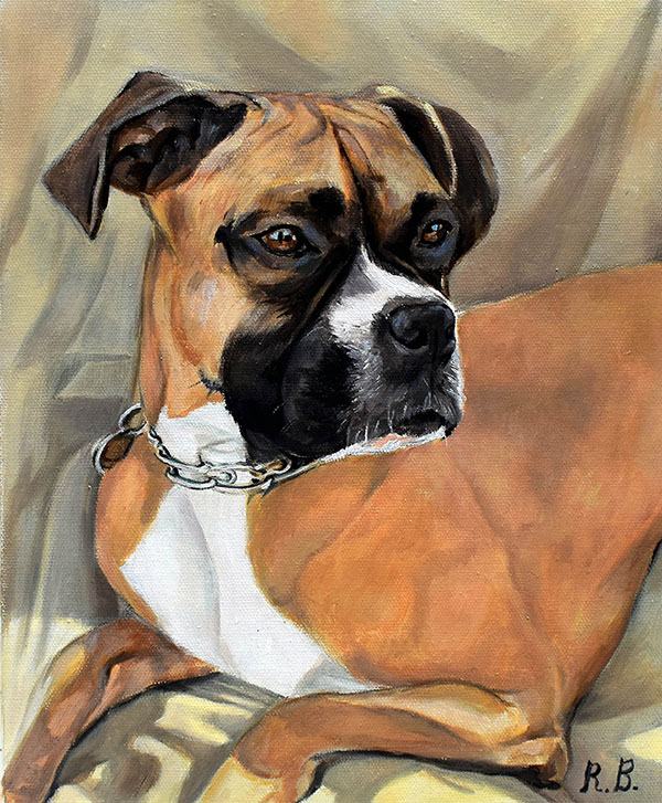 Personilized oil portrait of a boxer