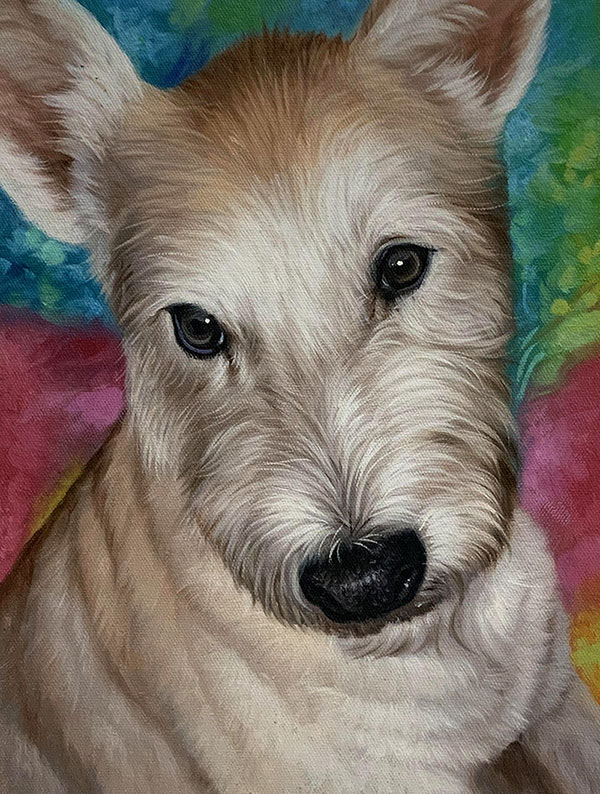 Custom oil painting of a dog