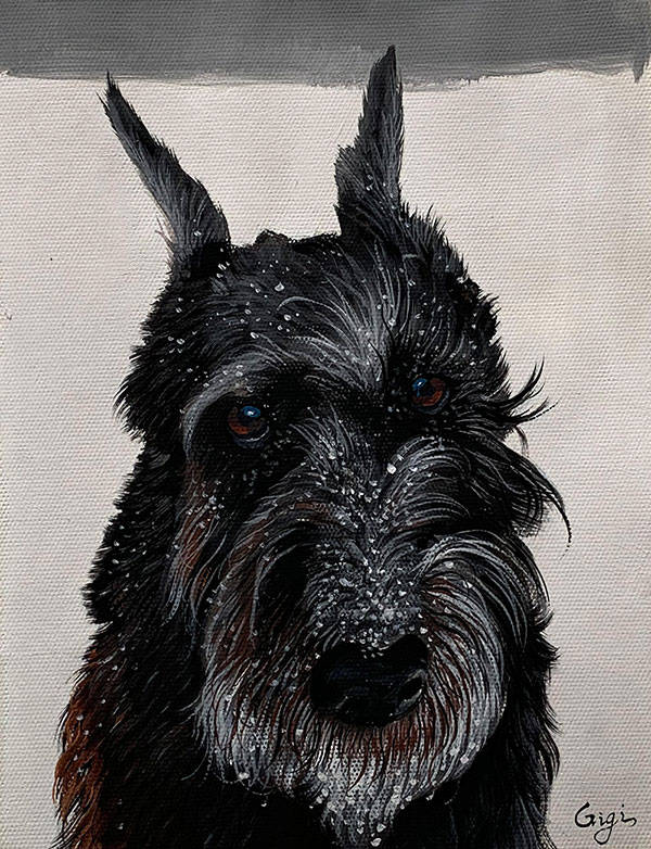 picture to pastel portrait black dog