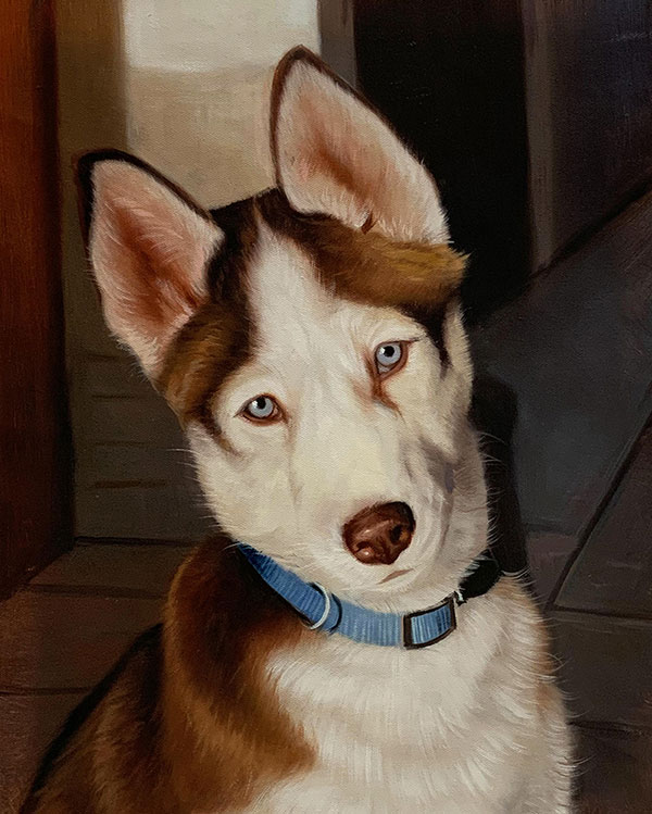 Custom handmade oil painting of a dog