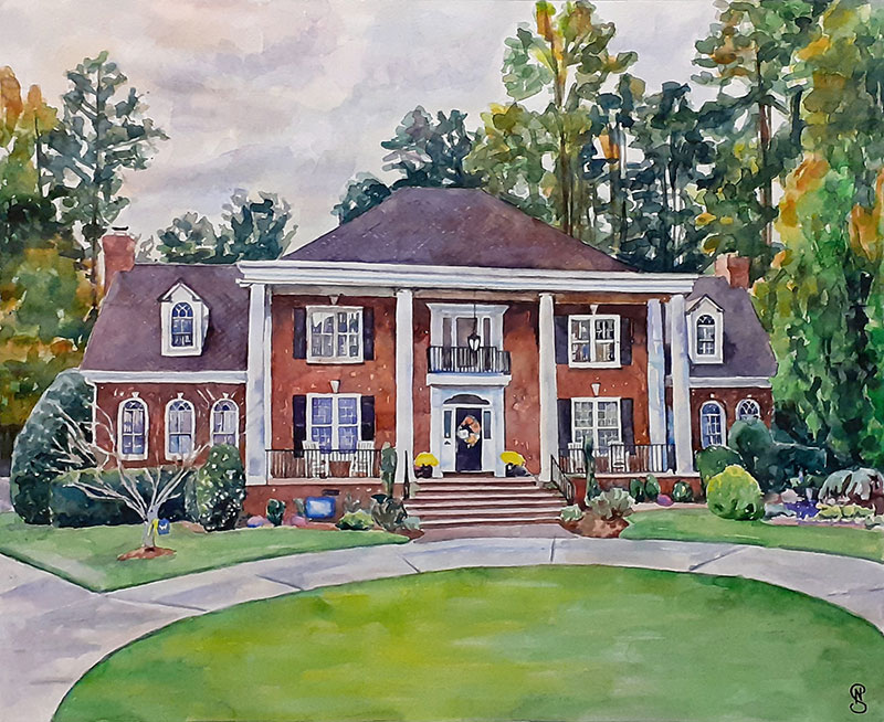 Custom watercolor painting of a landscape