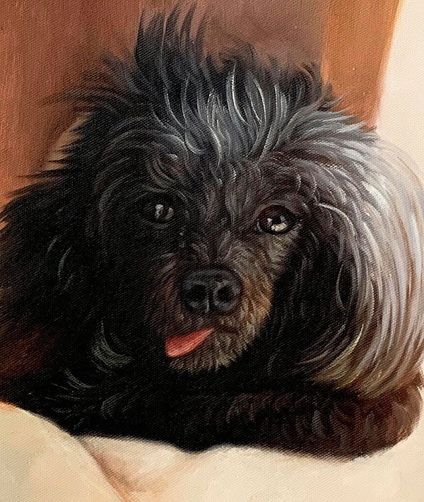 Custom close up oil artwork of a dog