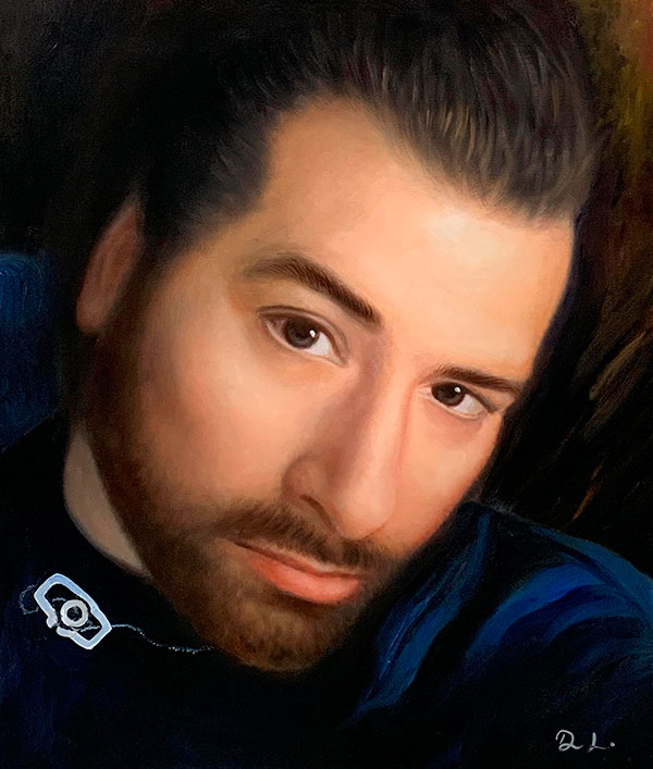 Personalize close up oil portrait of a man