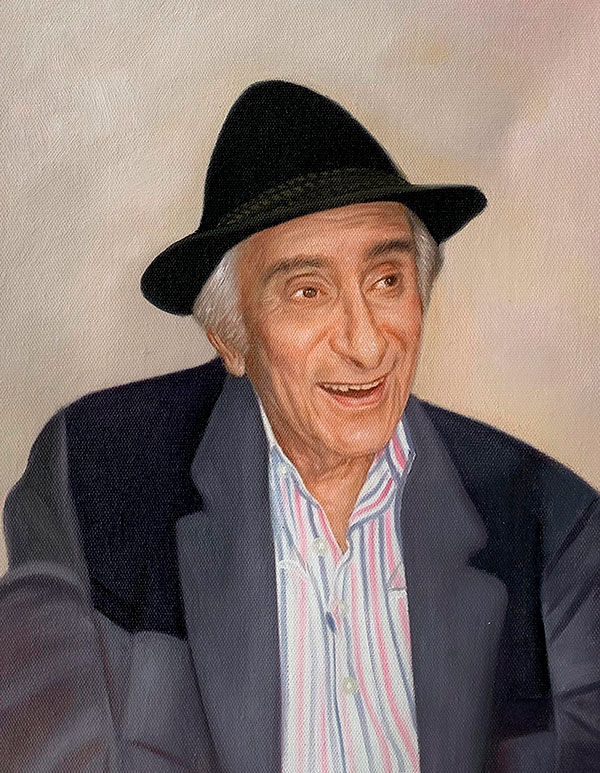 Personalized oil portrait of a man with a hat