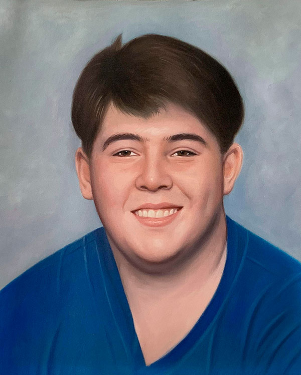 Personalized close up oil portrait of a boy