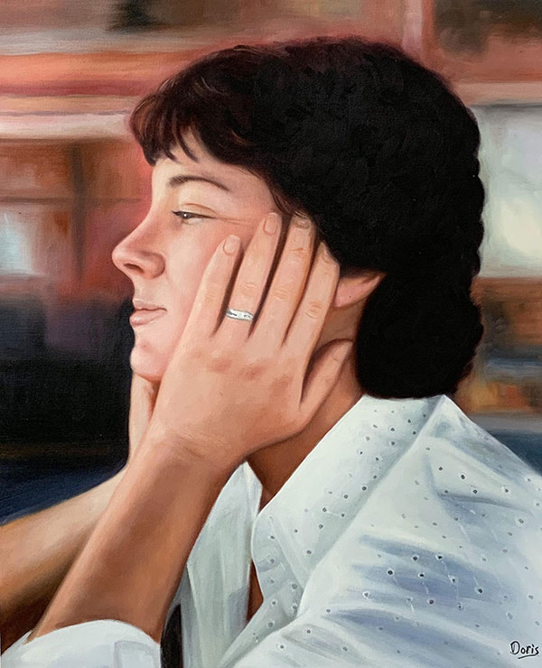 Beautiful close up oil artwork of a woman
