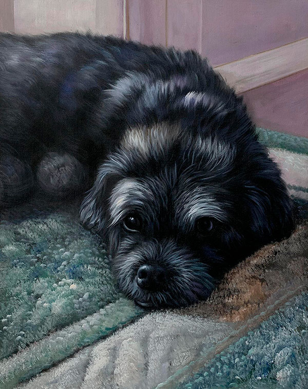 Custom handmade oil painting of a dog