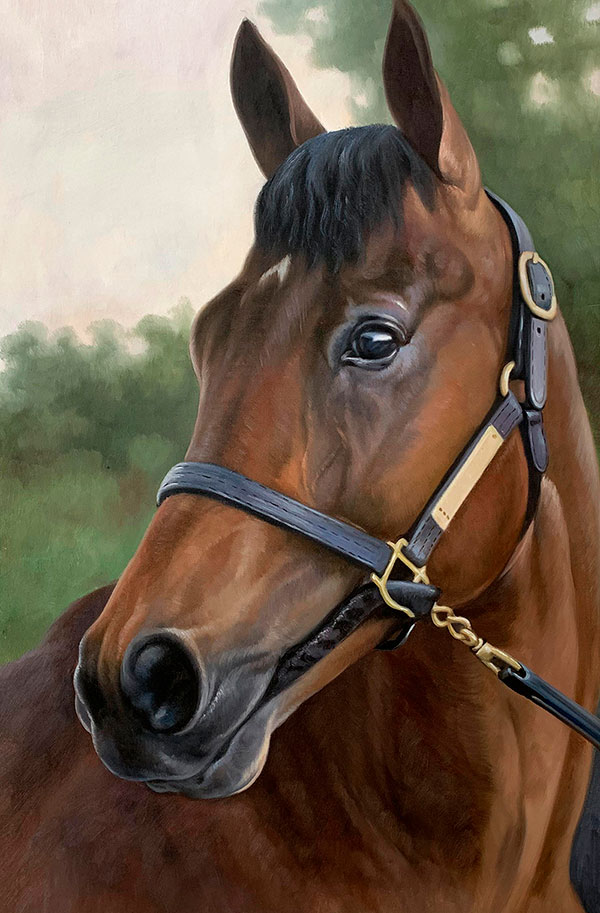 Close up oil artwork of a horse