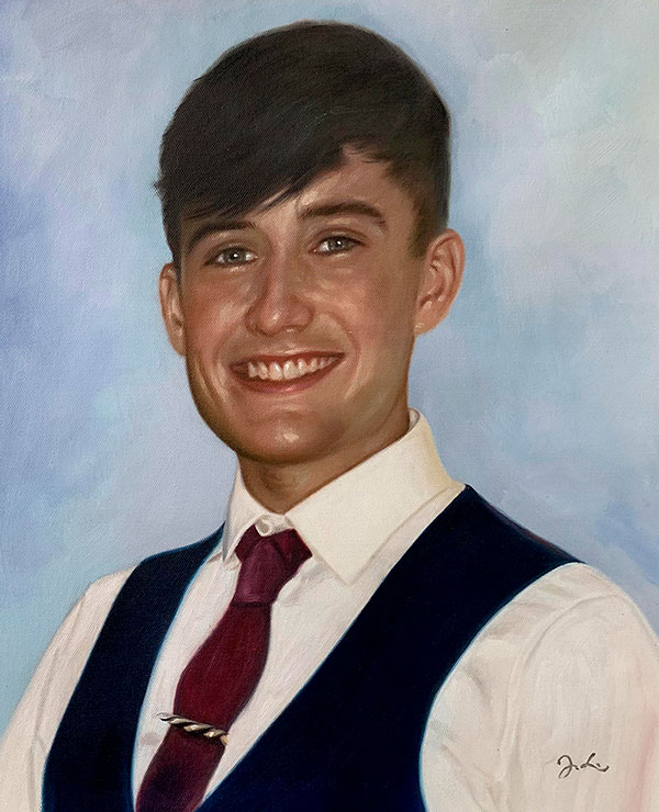 Personalized close up oil portrait of a man
