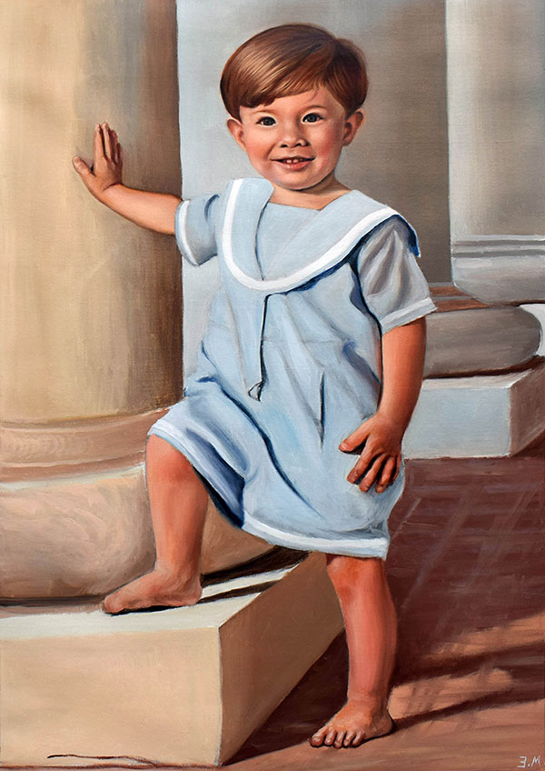 Personalized vintage oil painting of a little boy