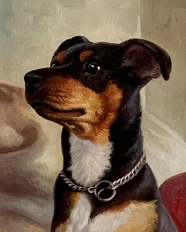 Custom close up oil painting of a dog