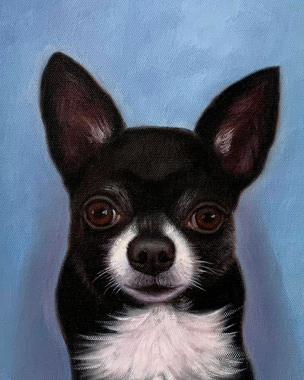 Custom close up acrylic painting of a dog