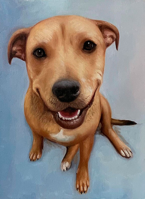 Beautiful close up oil painting of a dog