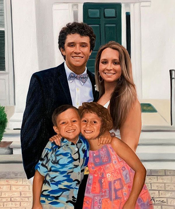 Beautiful oil painting of a happy family