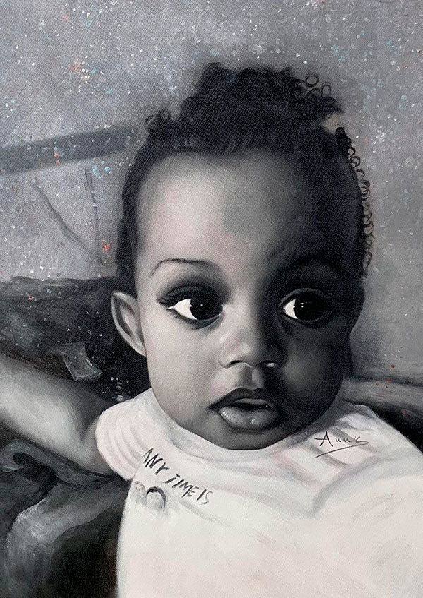 Custom close up oil portrait of a baby