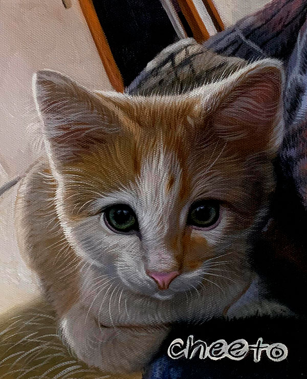 Custom oil painting of a cat